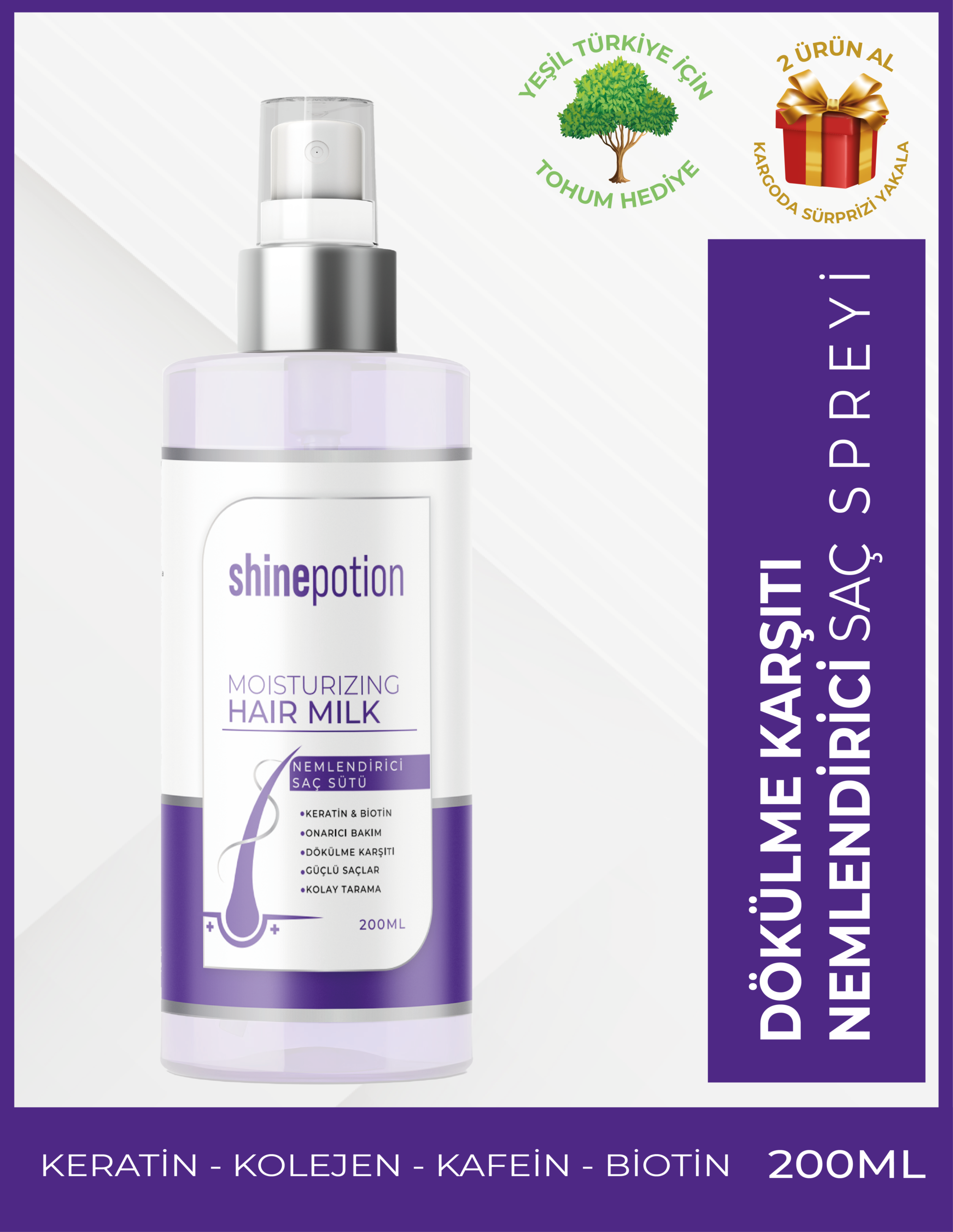 200 ml Nemlendirici Saç Sütü –Kabarmayı Önler & Parlatıcı & Yumuşatıcı