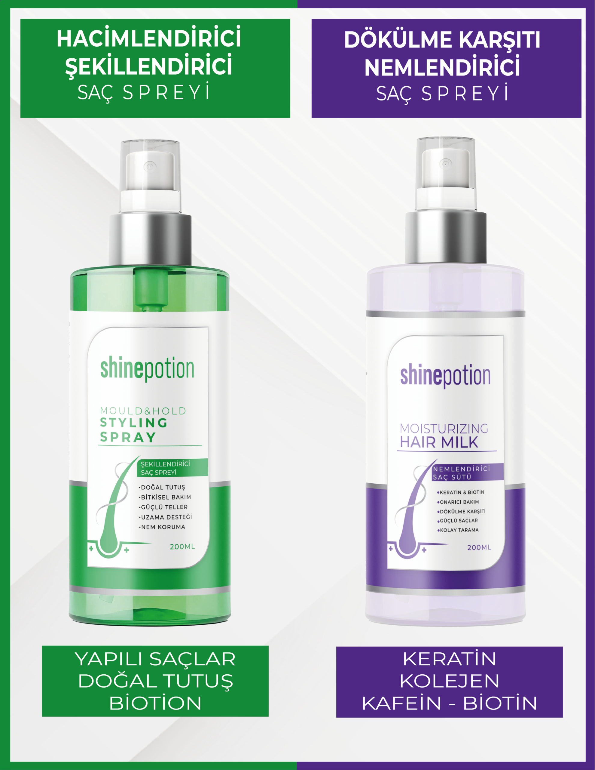 200 ml Şekillendirici Saç Spreyi+200 ML NEMLENDİRİCİ SAÇ SÜTÜ 2’Lİ SET